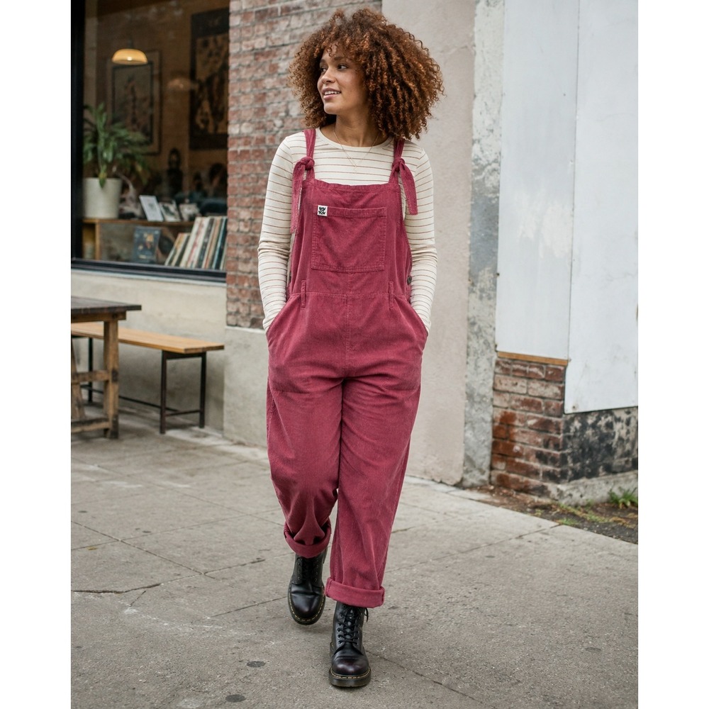 Lucy & Yak Original Organic Cotton Corduroy Dungarees Overalls Dusty Rose 14R